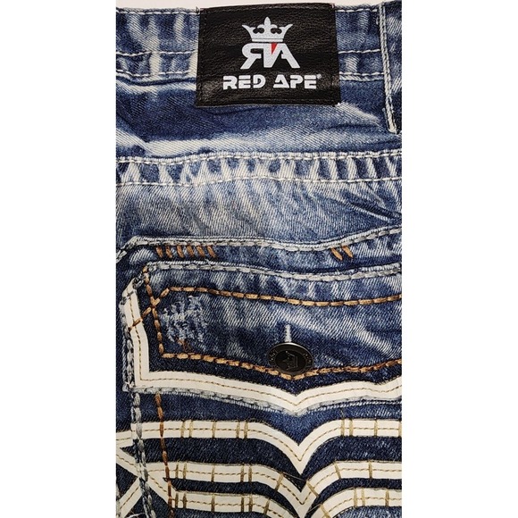 Red Ape  Size 40 Men's Distressed Denim Jeans - Picture 7 of 7